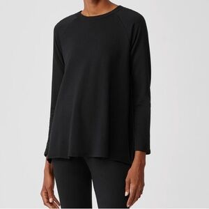 Eileen Fisher black crewneck raglan top size XL